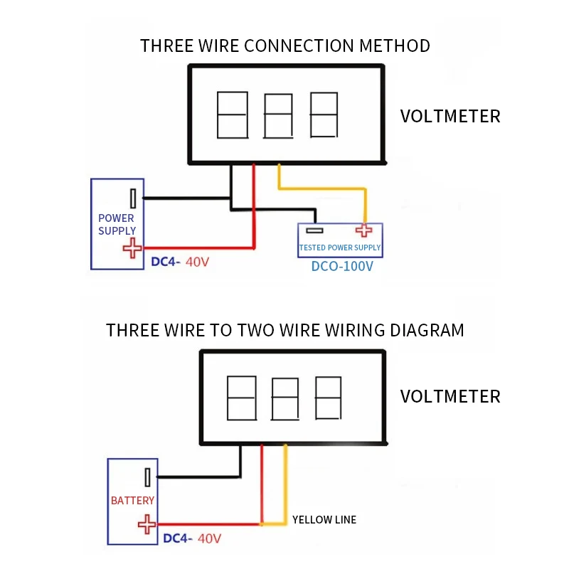 Горячий трехпроводной 0 100 в DC Цифровой вольтметр с защитой от обратной