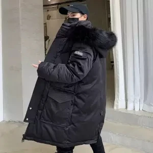 Мужская зимняя Новинка, винтажная Повседневная парка с меховым воротником и капюшоном, мужская стильная уличная Толстая теплая верхняя одежда на молнии, парки - Цвет: as pic