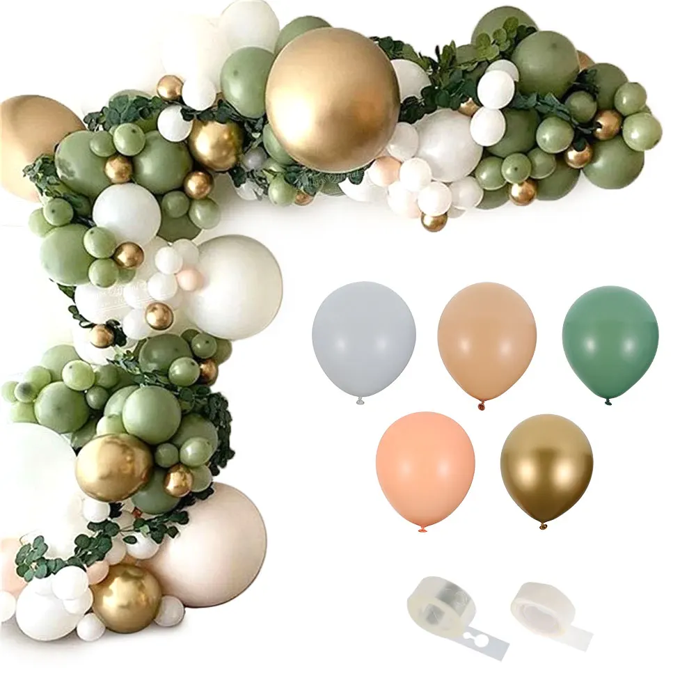 

152 шт. авокадо зеленый воздушные шары-гирлянды арочный Комплект Детская фоновая фотография в стиле ретро зелёное Chorme латексные золотистые ...