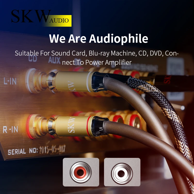 SKW аудио кабель 2RCA к 2RCA 6N OCC коаксиальный 1 м, 1,5 м, 2 м, 3 м, 5 м для домашнего кинотеатра усилитель DVD ТВ CD саундбокс (art.: 7a28765ff) - 7a28765ff