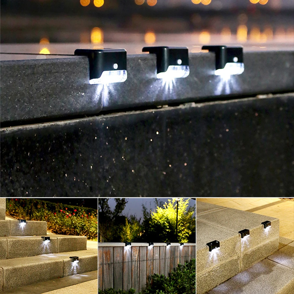 

4pcs LED Solar Lamp Path Stair Outdoor Waterproof Wall Lights Outdoor Garden Landscape Step Deck Lights Balcony Fence Lighting