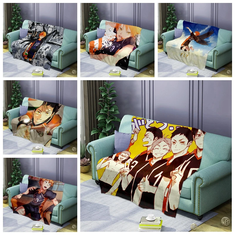 

100*150cm Anime Haikyuu Soft Warm Flannel Fabric Plush Throw Blanket Bed Rug Flannel Sofa Bedroom Sheet Printing Pattern Blanket