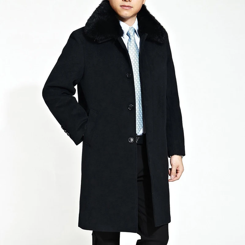 Пальто из натуральной шерсти брендовая одежда воротник кроличьего меха толстое