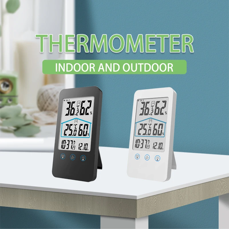 

Weather Station Temperature Wireless Touch Button Humidity Sensor LCD Display Forecast Clock Indoor Outdoor