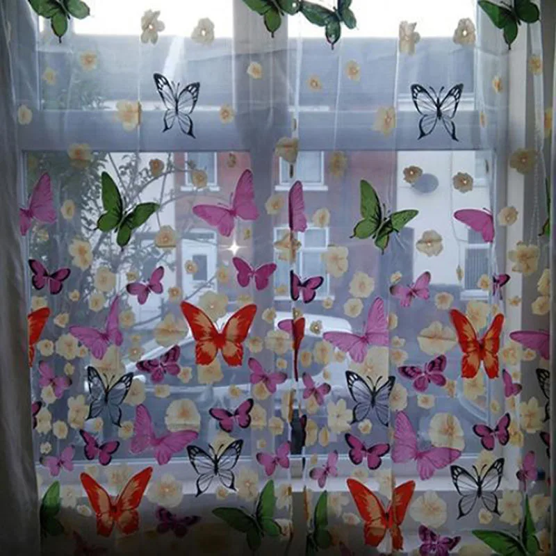 Большая Бабочка пряжа стеклянная офсетная горящая занавеска занавески печать