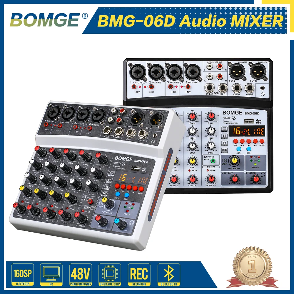 Беспроводной 6-канальный микшер BOMGE портативная микшерная консоль с USB