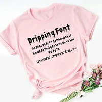 horror dripping font alphabet number symbols print letter t shirt femme pink tshirt women summer top female white t shirt tees