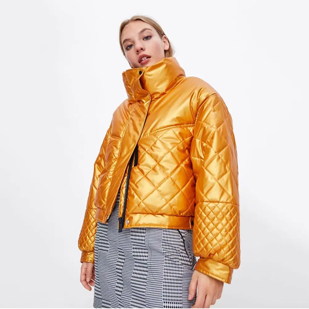 ZA зимняя модная куртка пуховик со стоячим воротником пальто для женщин плотная