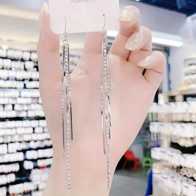 

Temperament Tassel Earrings 2021 New Temperament Long Face Thin Earrings Fashion Wild Earrings