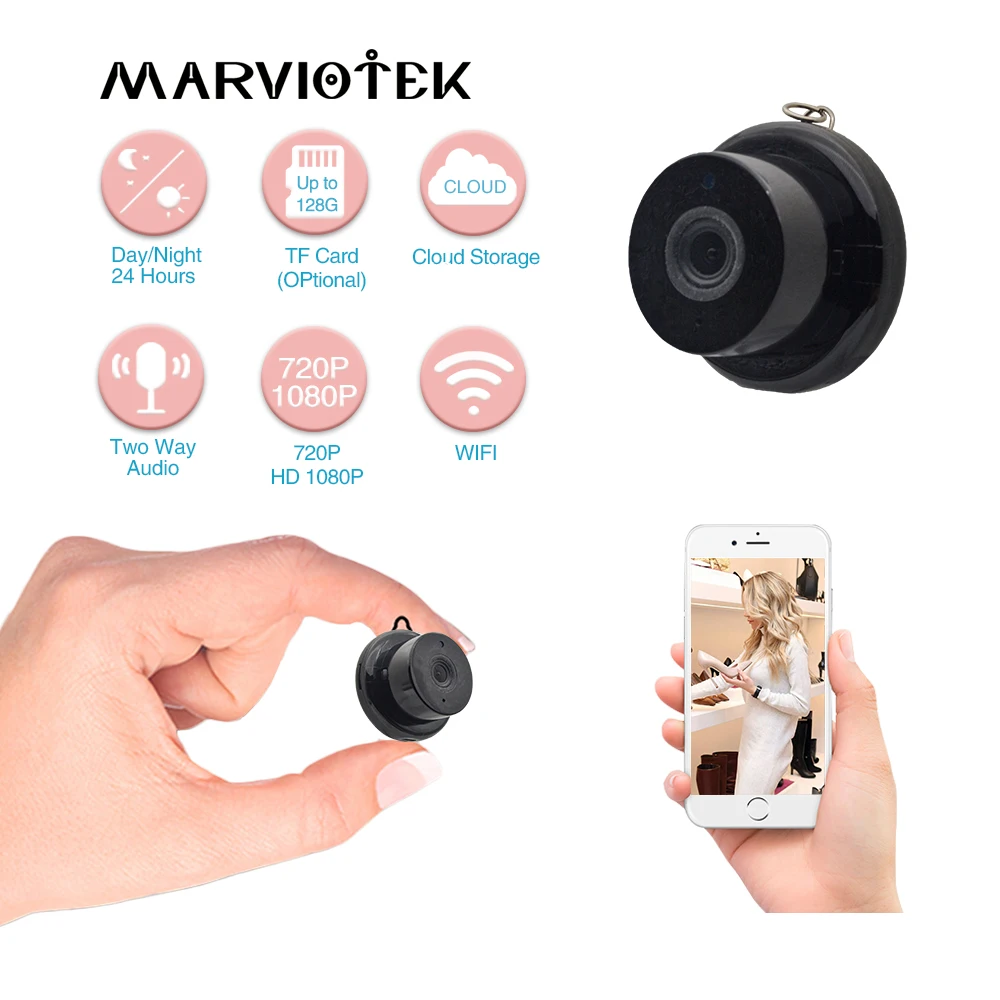 Беспроводная мини камера видеонаблюдения 1080P HD IP Wi Fi ночное видение детектор