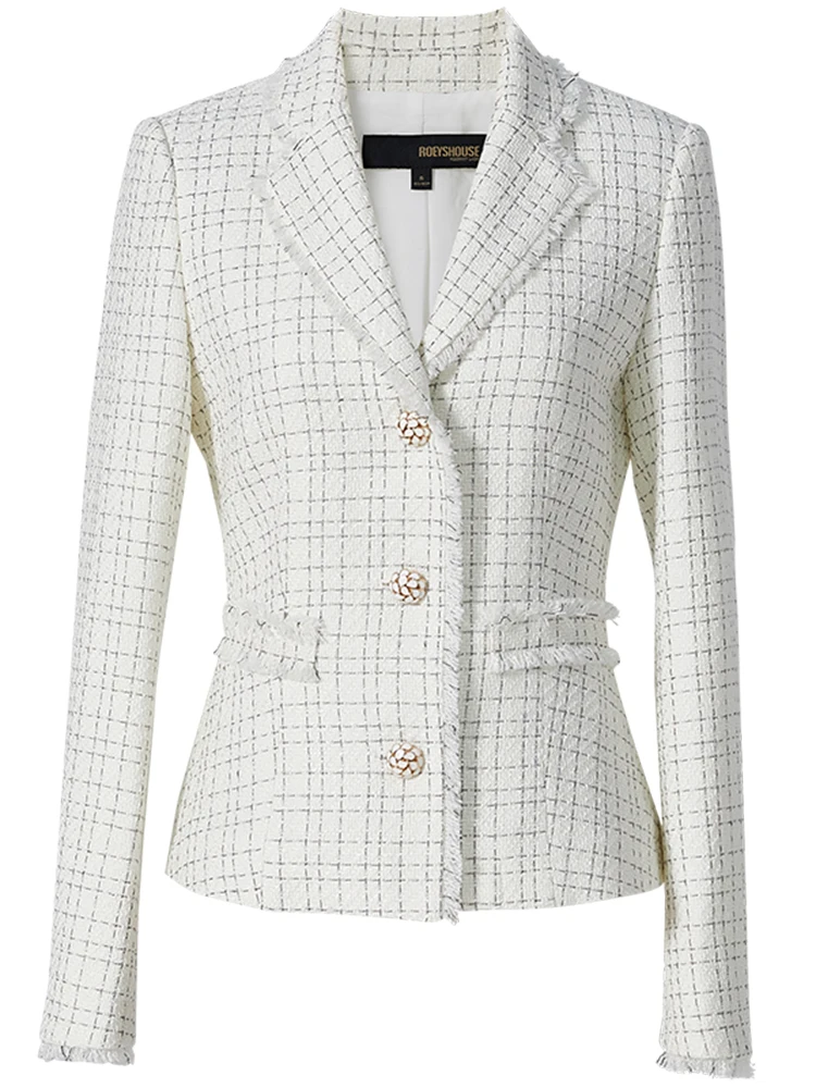 

Intellectual Plaid Blazer Women Autumn and Winter New Elegant Graceful Slim-Fit Suit Jacket
