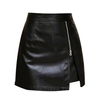 chic 2021 casual brief slim high waist a line split zipper pu leather skirts european punk women shorts