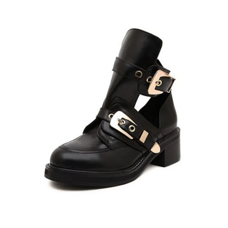 Классические Модные женские ботинки до щиколотки с круглым носком высокие