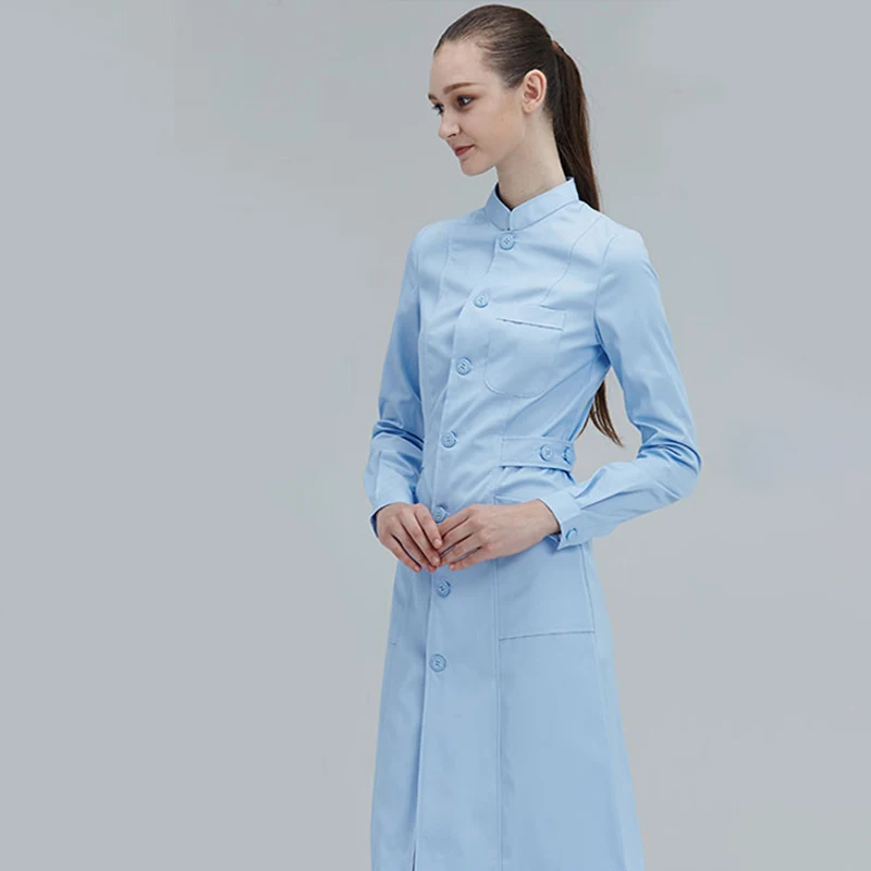 4 цвета рабочая одежда для салона красоты медсестер тонкий воротник с длинным