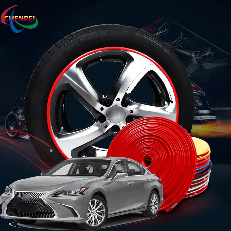 

Car Wheel Hub Rim Rubber Sticker For Lexus Series Auto Tire Plated Strip Protection tire Decoration strap Car Accessories
