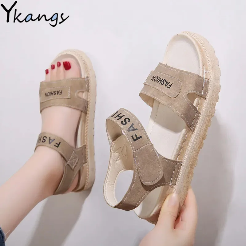 

Летние женские быстросохнущие сандалии на липучке, в Корейском стиле