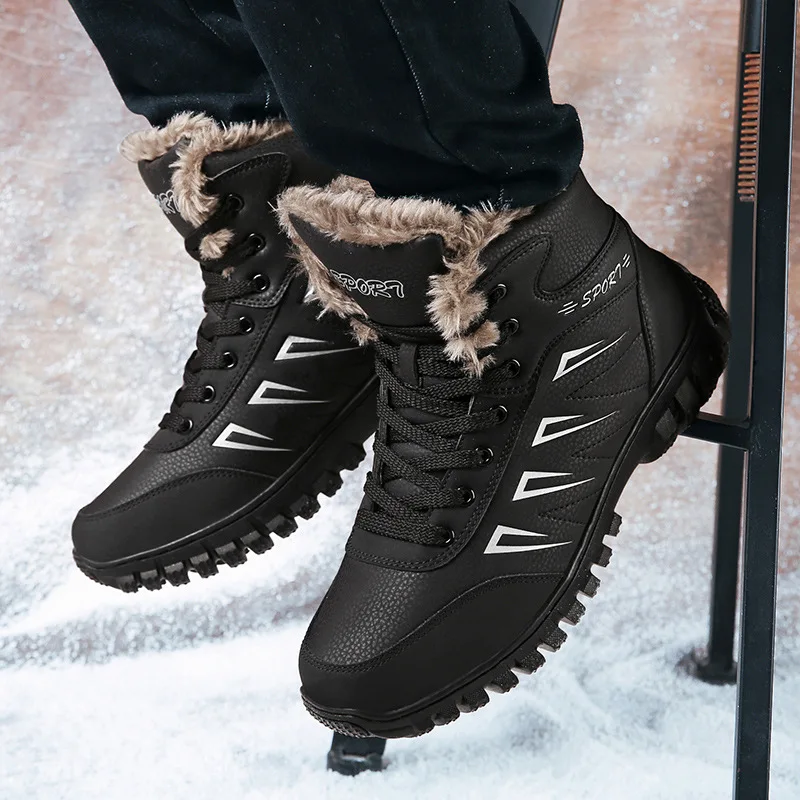 

2020 New Men Winter Snow Boots Keep Warm Sneakers for Male Plush Botas Ankle Outdoor Hiking Work Casual Footwear