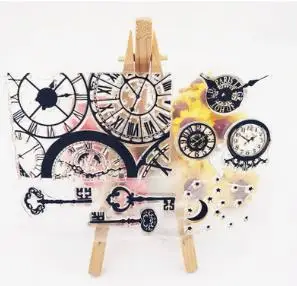 Прозрачная печать для DIY прозрачные силиконовые штампы часы с ключиком ПВХ