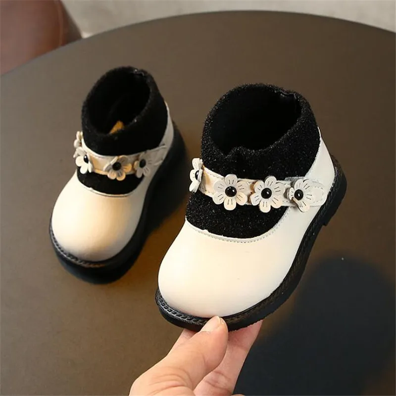 Weoneit/Обувь для малышей сезон осень-зима кожаная обувь маленьких девочек с цветами