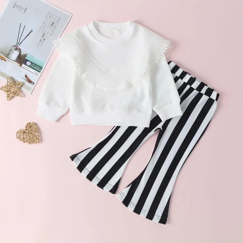 Милые комплекты одежды из 2 предметов для маленьких девочек модные детские