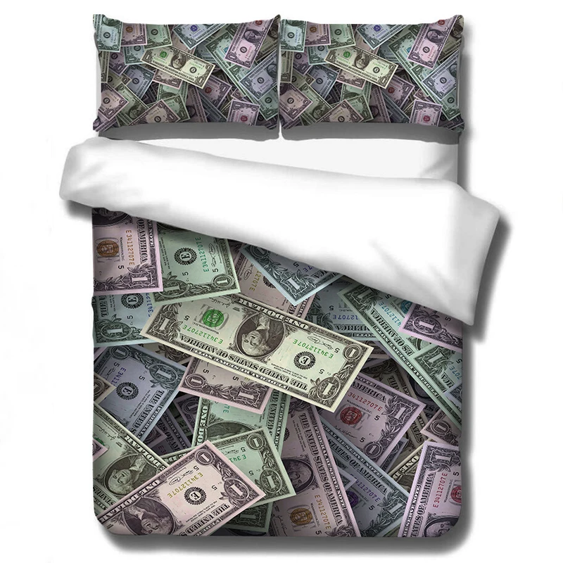 Комплект постельного белья с изображением доллара США пододеяльники наволочки