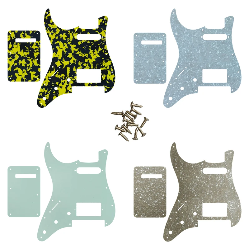 

Pleroo Guitar Pickguard-For Left hand US 11 Screw Holes Strat With Floyd Rose Tremolo Bridge PAF HS Scratch Plate & Back Plate