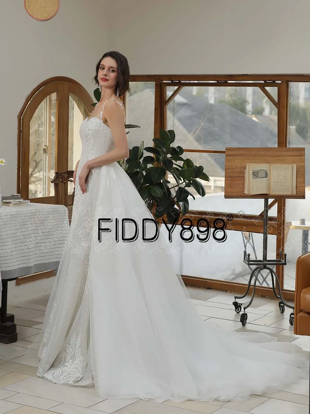 FIDDY898 Spaghetti Strap Mermaid Bridal Dresses Detachable Skirt Lace Wedding Dress for Bride robe de mariée suknia ślubna images - 6