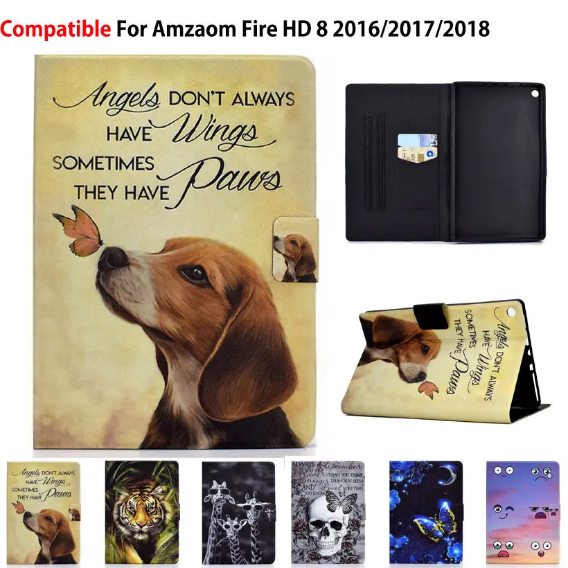 

Детский чехол для Kindle Fire HD 8 2018 2017 2016, чехол, чехол для kindle Fire HD8 2016 6-го 7-го 8-го поколения, мультяшная собака, тигр, чехол
