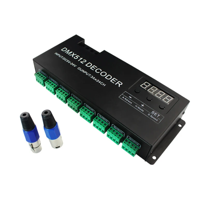 

New 24 Channel RGB DMX512 Decoder Led Strip DMX Slave Control 72A Dimmer PWM Input DC5-24V 24CH Light Controller