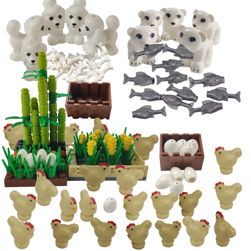 Creactor City MOC игрушки для детей животные свинки курица кирпич маленький размер сад