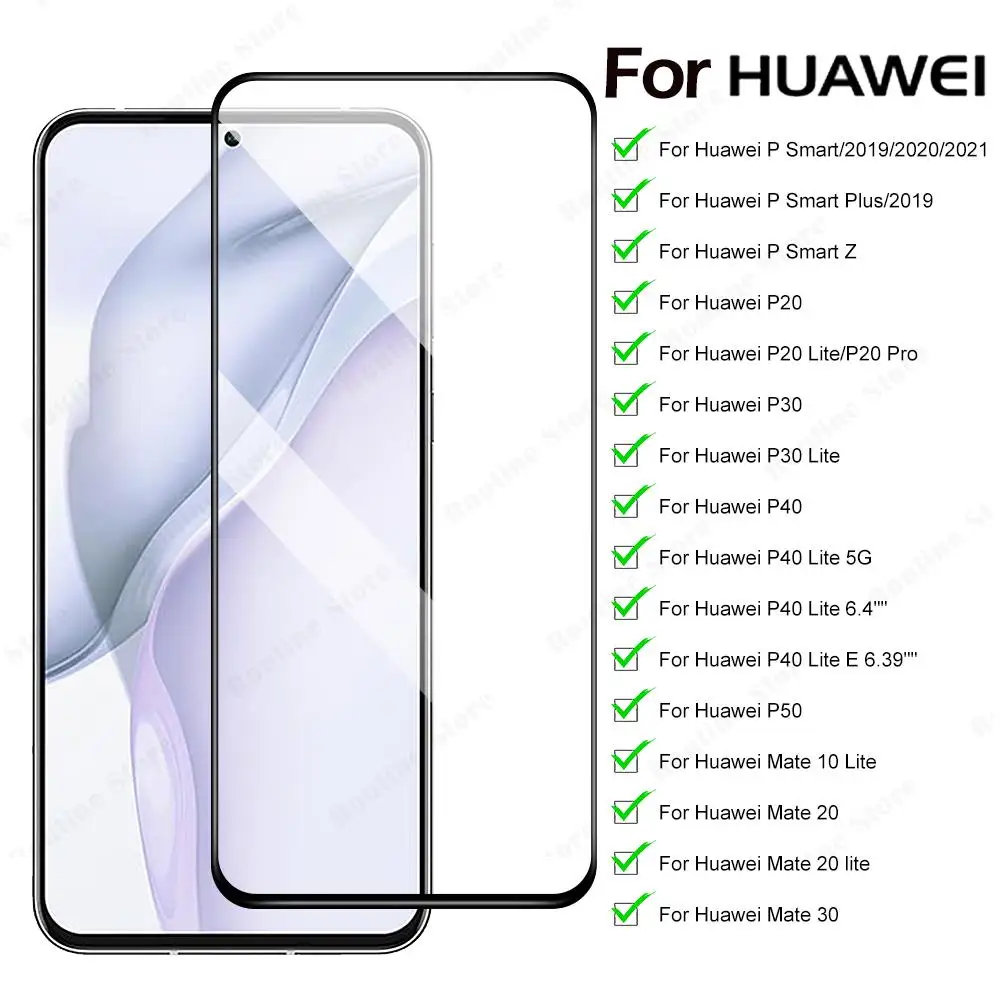 

Protective Glass For Huawei P50 P30 Lite P20 Pro P40 Lite E Screen Protector For Huawei P Smart Z Plus 2019 Mate 30 20 10 Lite