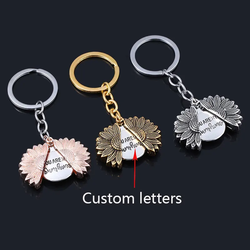 Прямая поставка изготовленный на заказ брелок в виде подсолнуха с надписью You Are My