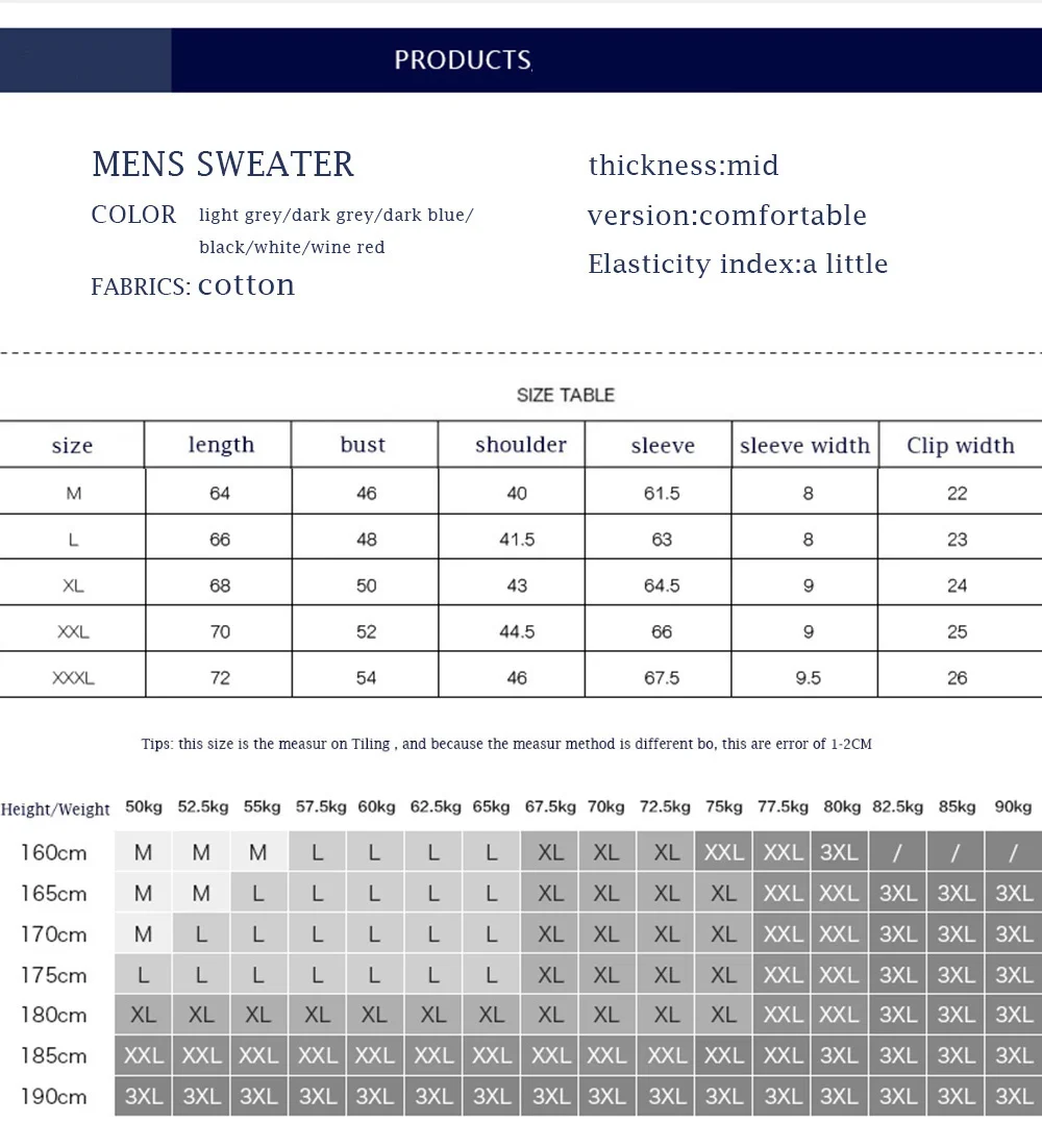 

100% Cotton Pullovers Sweater Men Thick V-neck Coat Winter Casual Long Sleeve Sweaters Fit Knitting Solid Clothing New