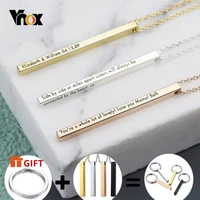 vnox personalized name necklace for women men vertical bar cylindrical glossy stainless steel pendant custom gift casual collar