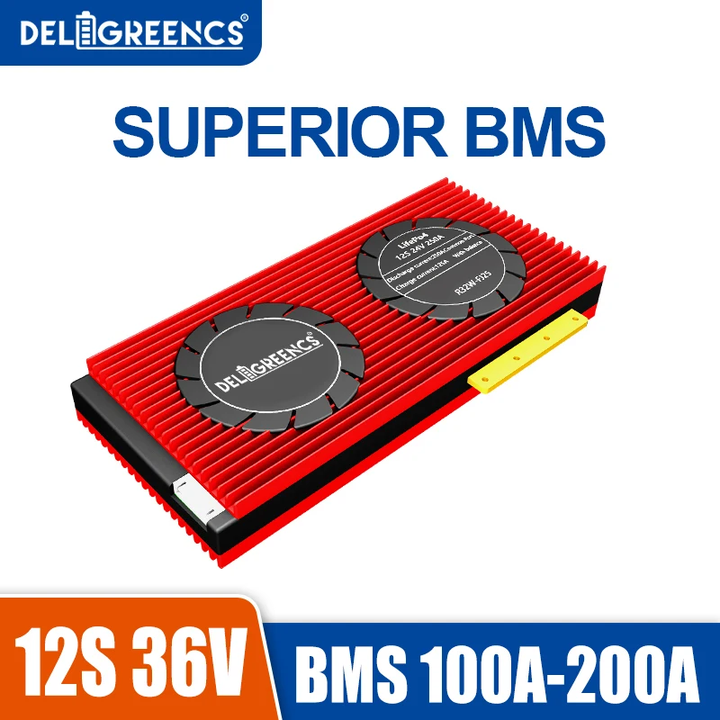 

LifePO4 BMS WIth Balance 12S Deligreen 100A 150A 200A 43.8V BMS for Li-FePO4 18650 Battery Pack Scooter Lithium Battery Pack