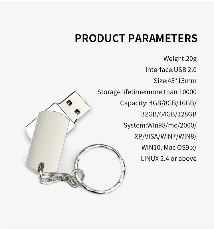 Оригинальный металлический 8ГБ 16ГБ 32ГБ USB 2 0 50 шт в наборе флеш накопитель 64 ГБ