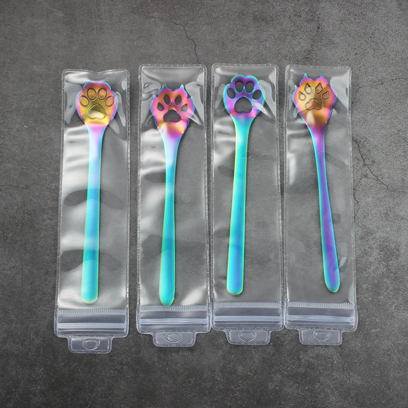 

HOT! Stainless Steel Cat Dog Claws Stirring Dessert Spoons Cute Coffeeware Hollow Coffee Tea Spoon Tableware Kitchen Accessories