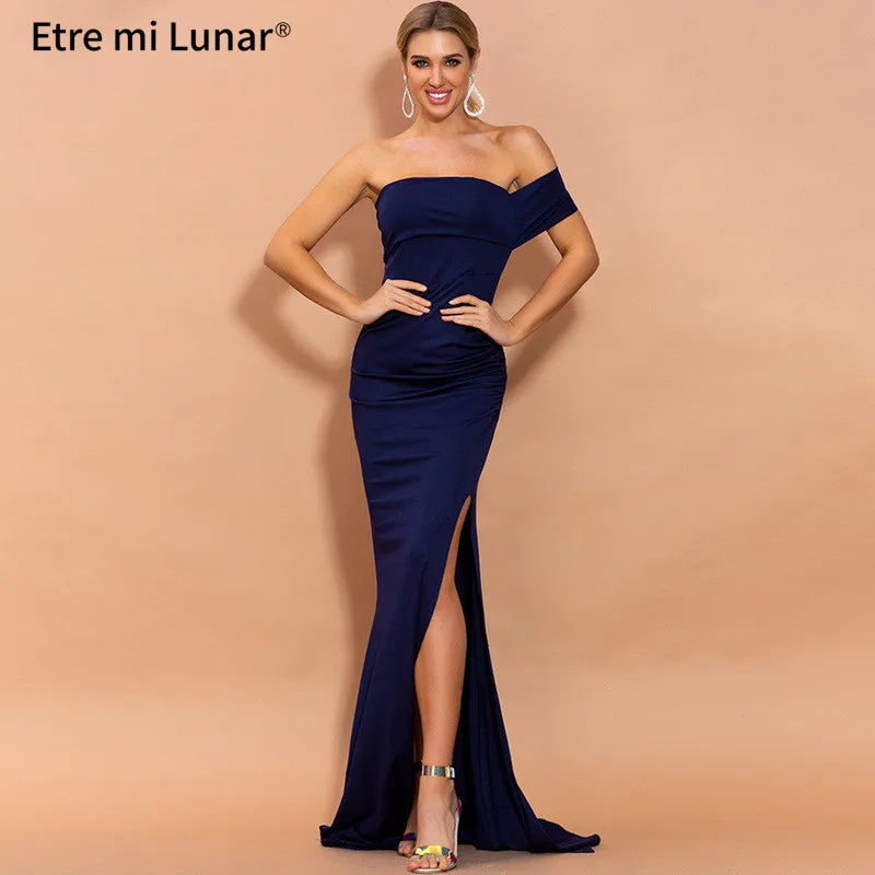 

Sexy Green One Shoulder Short Sleeves Sequin Evening Dresses 2020 vestidos Mermaid Elegant High Split Evening Gown LE4027