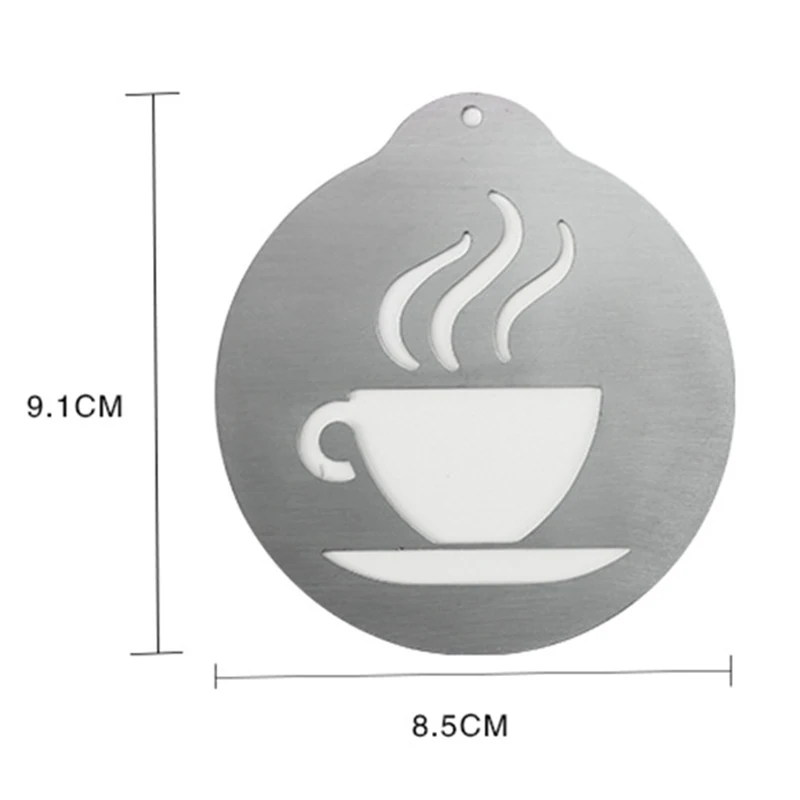 

Hot Creative Coffee Decorating Molds DIY Dessert Cake Mould Portable Stainless Steel Printed Plate Reusable Kitchen Tools