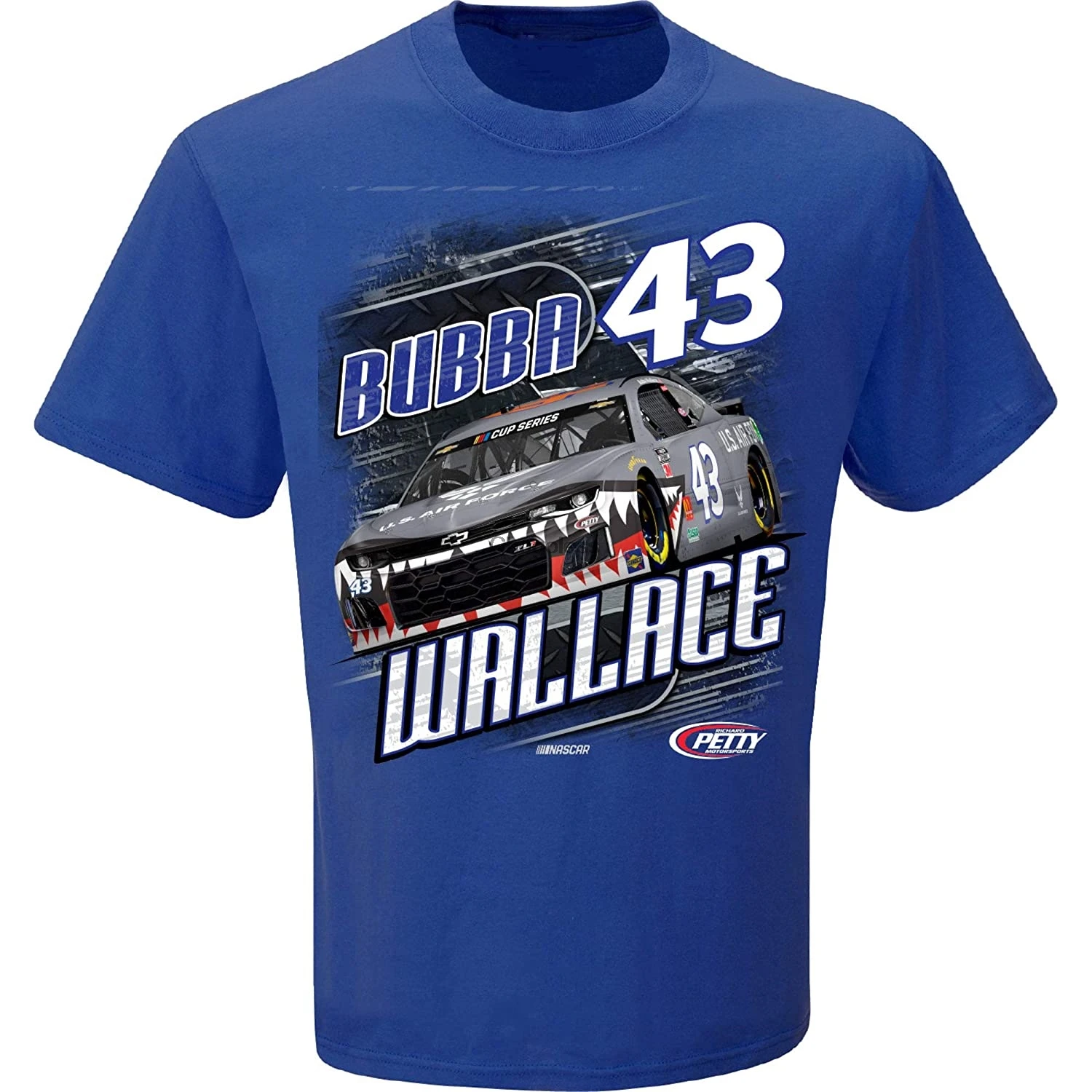 

Men's Bubba Wallace Checkered Flag Royal Camber TShirt1 Black