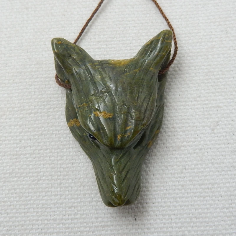 

Мужской винтажный кулон с головой волка, ожерелье из натурального камня океанской яшмы, 40х28х12 мм, 15,71 г