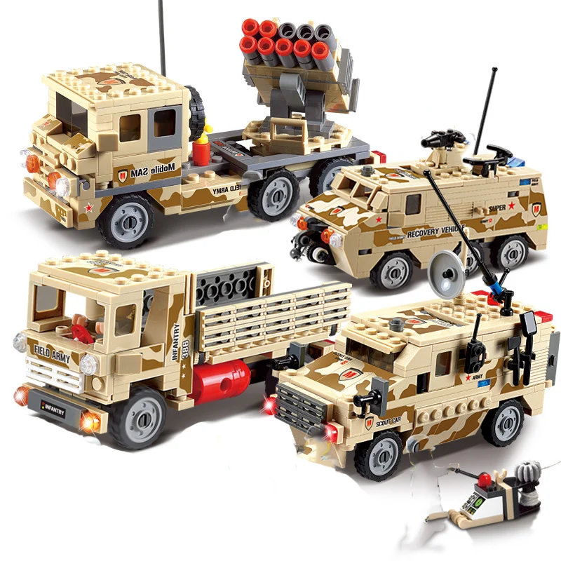 Военный автомобиль совместимый с legoed Greta ww2 солдатами боевыми строительными