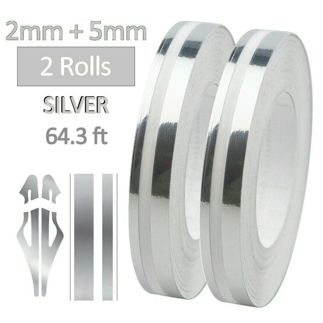 

Motorcycle Vinyl Stripe Stickers Pinstriping Replacement Silver Stickers