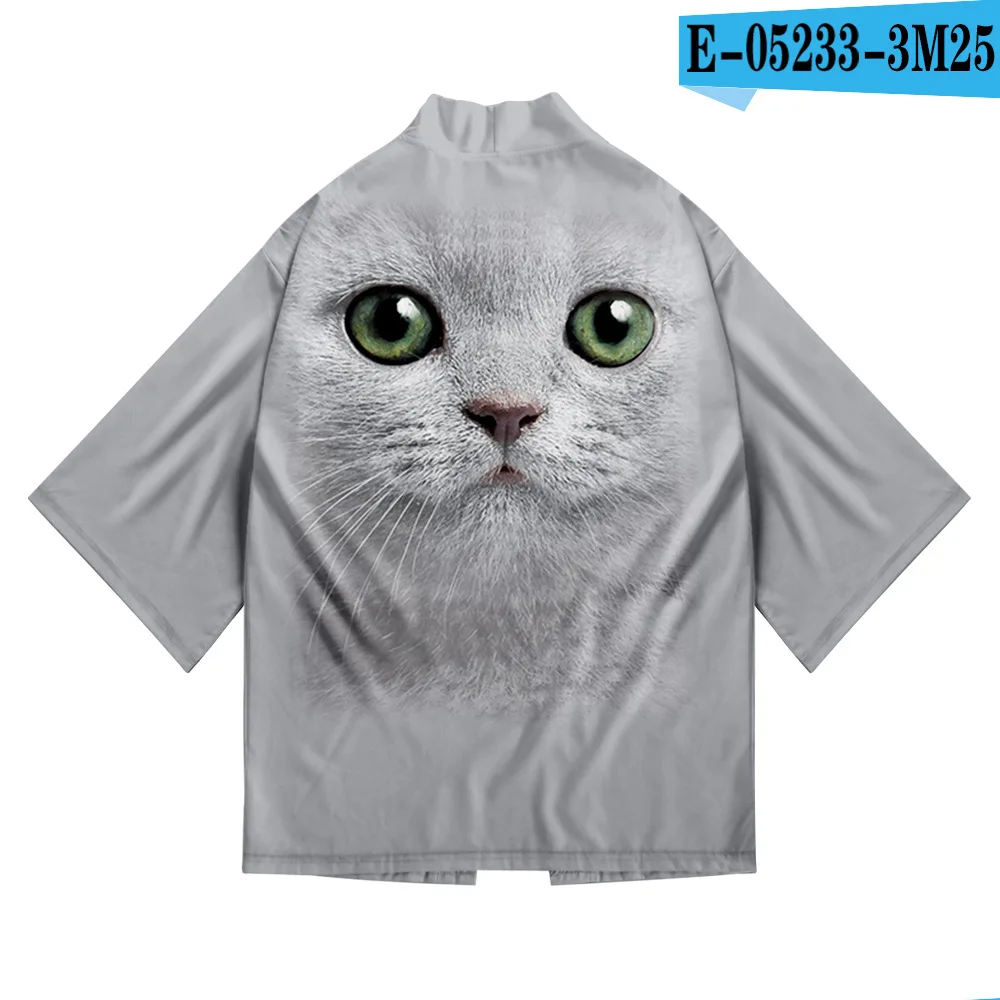 

Harajuku animal cat dog Print Kimono Men Women Japanese Streetwear Traditional Cardigan Yukata Male Haori Obi Clothes