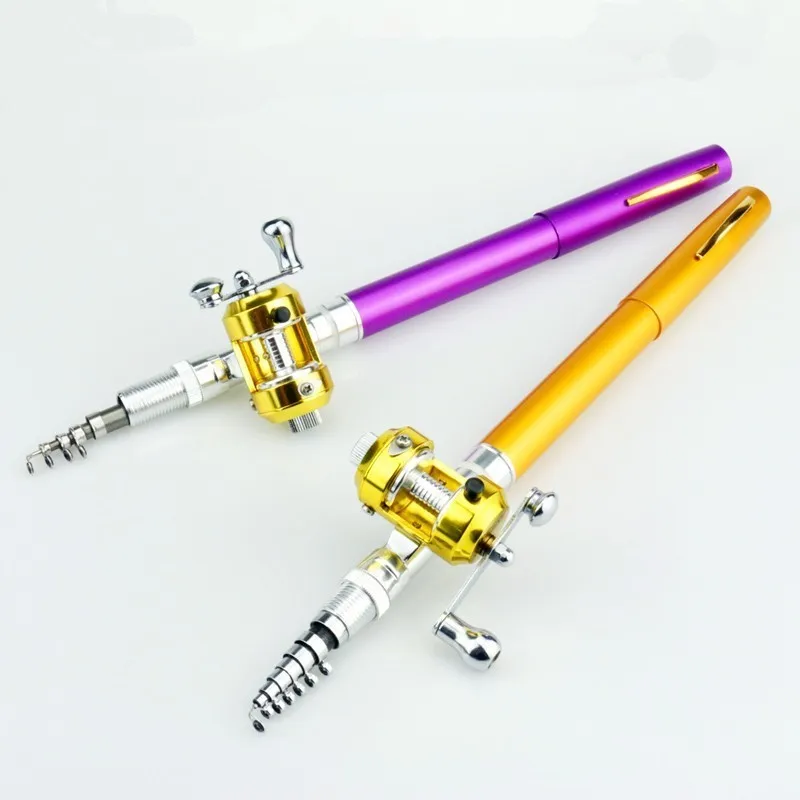 

Portable Pocket Telescopic Mini Fishing Rod Pole Pen Shape Folded Fishing Rod With Reel Wheel For Outdoor River Lake Fishing