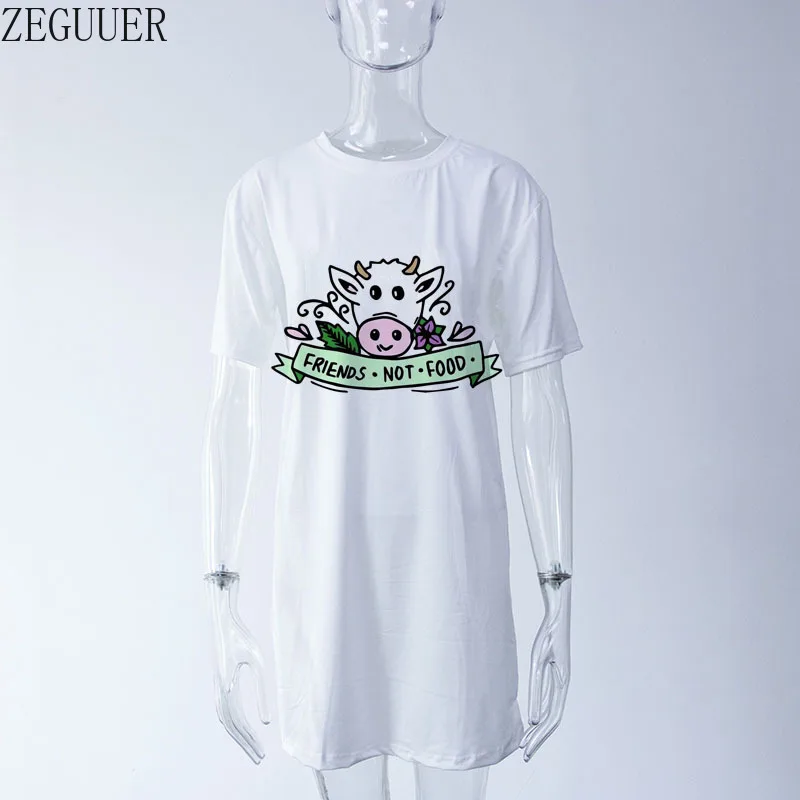 Платье-футболка женское с интересным принтом элегантное короткое белое