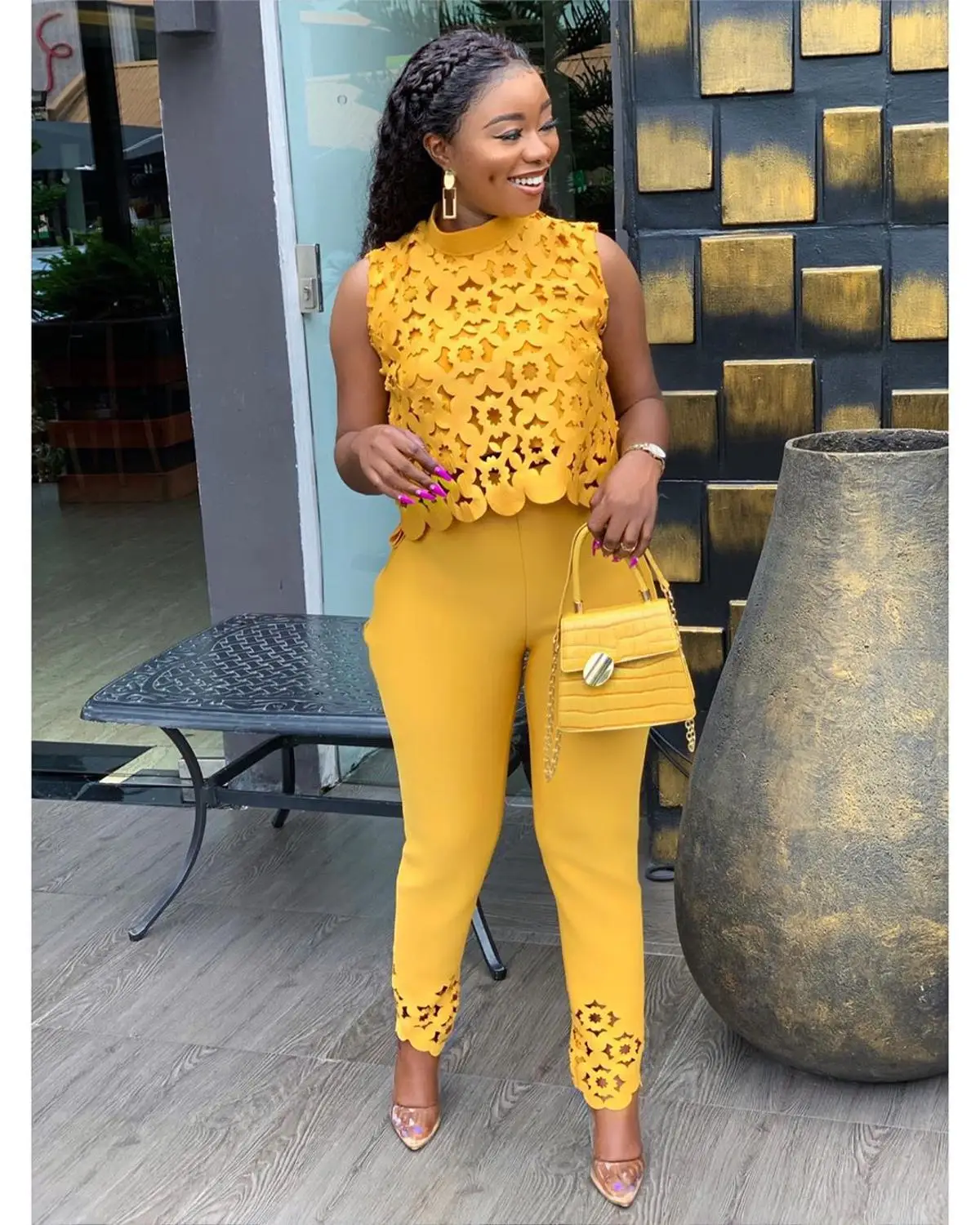 Женский костюм в стиле пэчворк Tilapia однотонный из эластичной ткани без рукавов 2 1