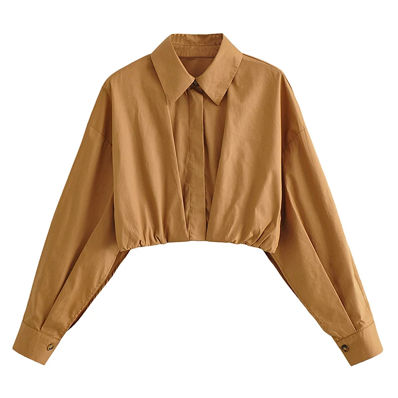 

MESTTRAF женские 2021 сексуальные однотонные плиссированные блузки на скрытых пуговицах в стиле ретро с длинным рукавом с лацканами женские руба...