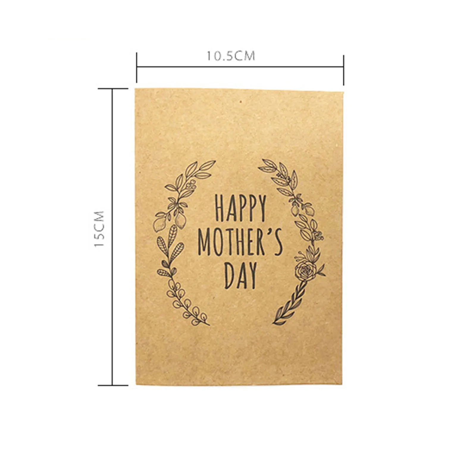 

5pcs Kraft Paper Retro Wreath Mother's Day Greeting Card "FOR THE BEST MOM" with Envelope Vintage Garland Mother's birthday Card