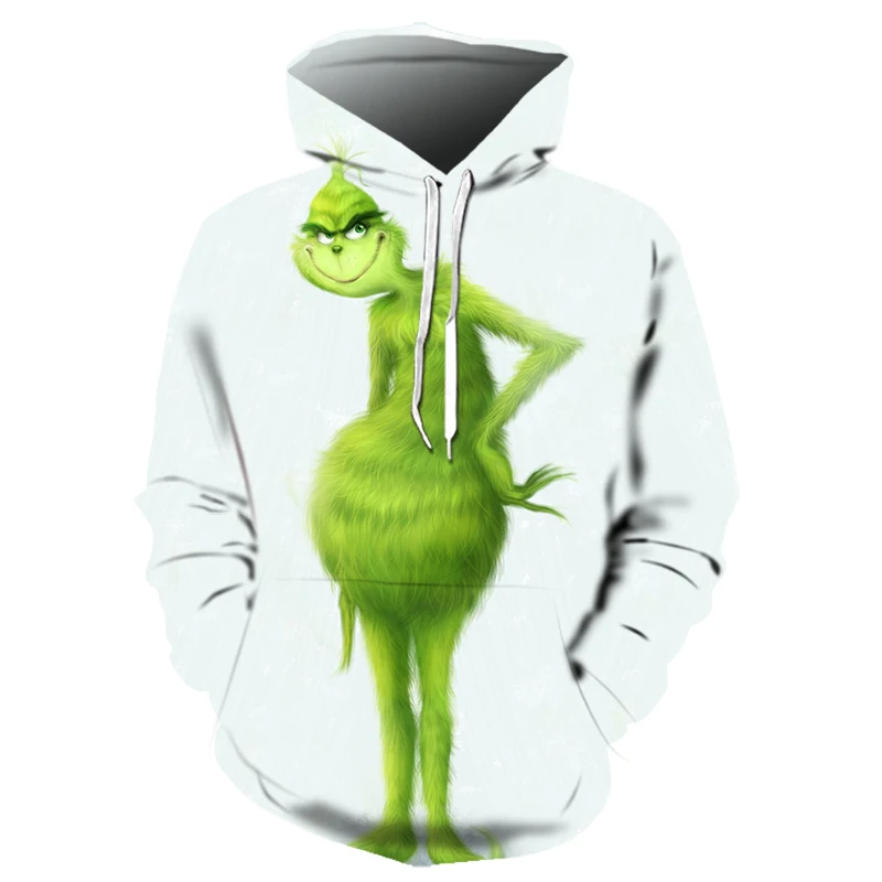 3D Grinch Толстовка Рождество мультфильм анимация зеленая монстры Мужская и Женская